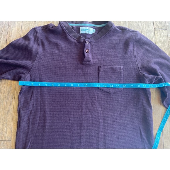 Wellen Brosnan Seawool XL Long Sleeve Henley Shirt Waffle Knit Pocket Plum - Picture 3 of 6